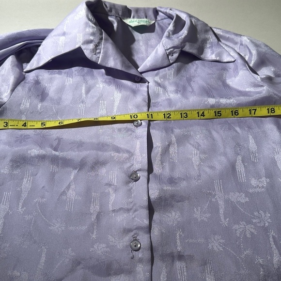 Vintage Purple Giraffe Print Satiny Secretary Blouse - Picture 6 of 7